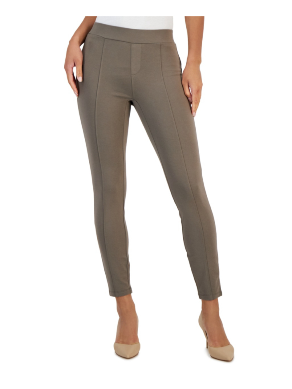 Style & Co Size Small Taupe Brown Seam Front Ponte Skinny Pants NWT